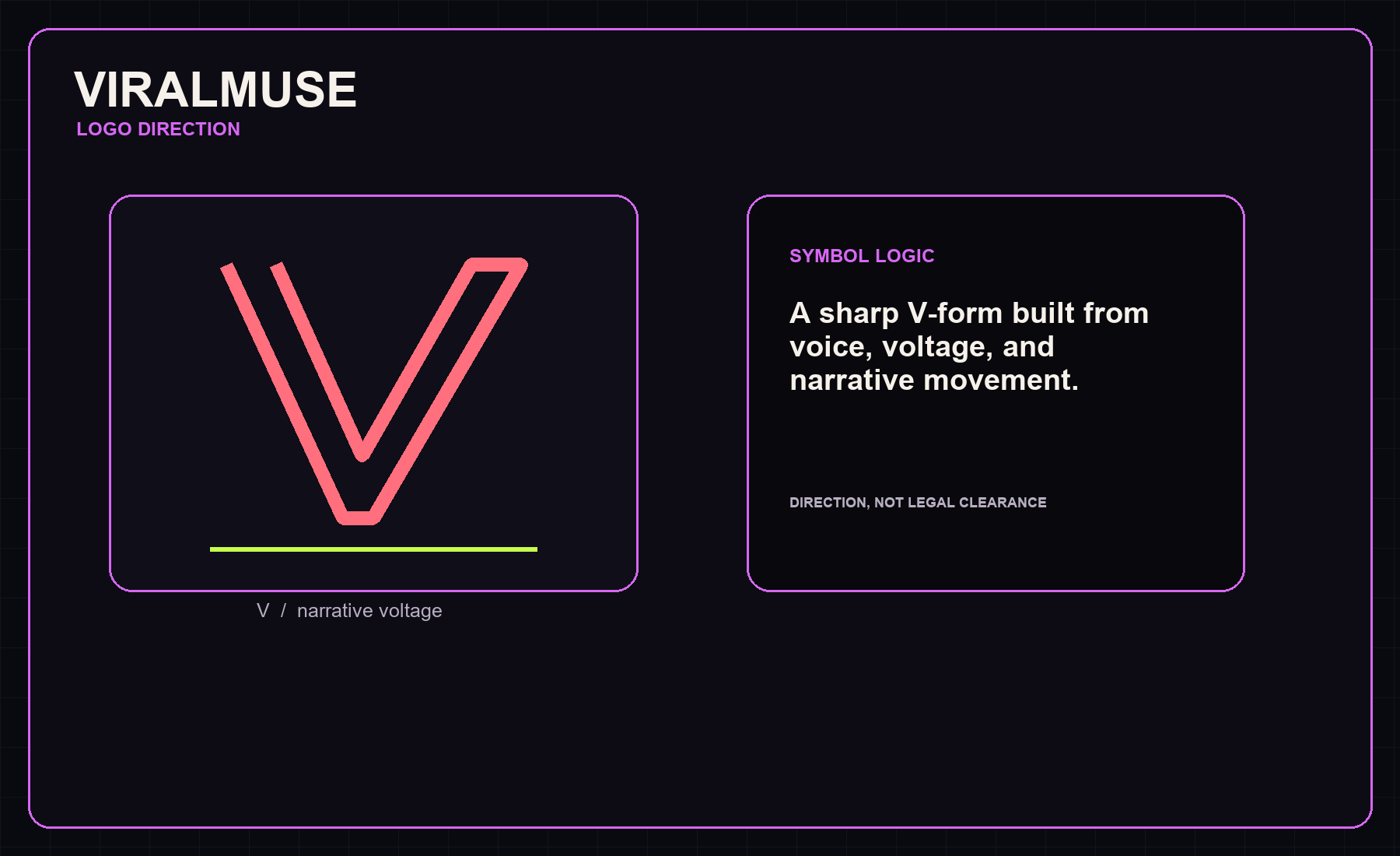 VIRALMUSE logo direction board